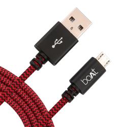 boAt Tough Braided 300 1.5m Micro USB Data Cable (Black-Red)  