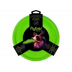 Flyber Flyer Dog Toy by Collar Floating Disc Toy 9 inch for Outdoors and Indoors Games the First Double Sided Flying Disk for Dogs and Their Owners Bright Green Color  