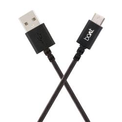 Boat Indestructible USB Type-C to USB-A 2.0 Male Cable for Type C Phones, 1 Meter (3.3 Feet) -(Black)  