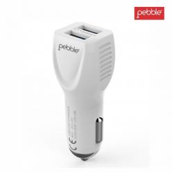 Pebble PCC22 2 USB Port Smart Car Charger (White)  